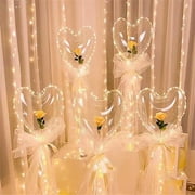 hengsof LED Luminous Balloon Pink Rose Bouquet Bobo Balloon for Valentine's Day Wedding Anniversary Mother's Day Birthday Party Gift